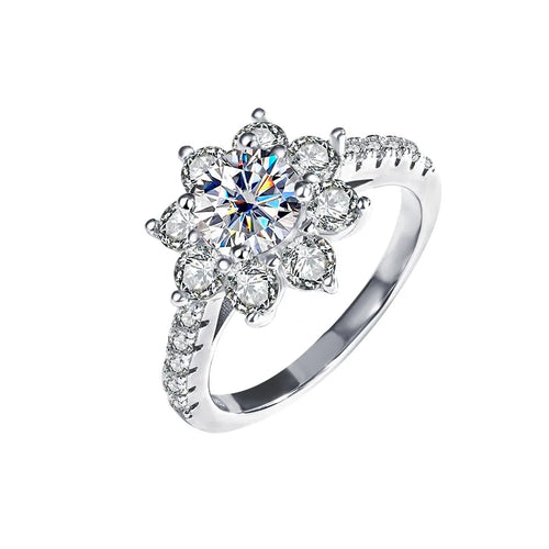 Sunflower Yellow Moissanite Engagement Ring in 925 Sterling Silver 1ct