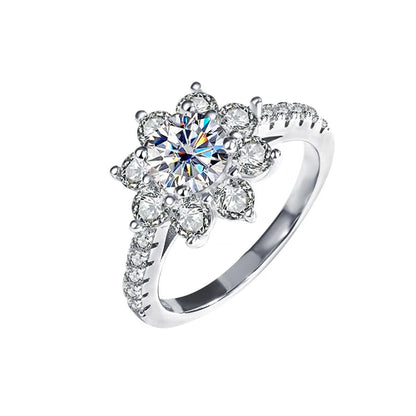 Sunflower Yellow Moissanite Engagement Ring in 925 Sterling Silver 1ct