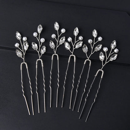 Trendy Crystal U-Shaped Alloy Bride Hairpins for Wedding Hairstyles