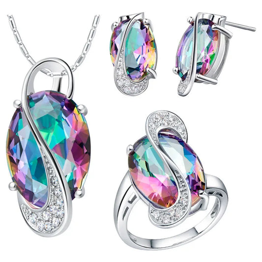 New Wedding Bridal Jewelry Sets Vintage Multicolour Crystal Zircon