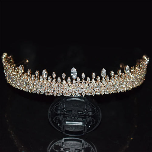 Luxury Cubic Zirconia Headbands Silver Color Bridal Crowns Elegant