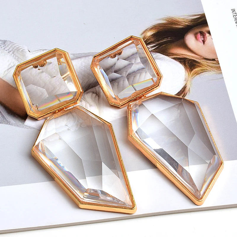 Premium Clear Pure Resin Statement Drop Earrings