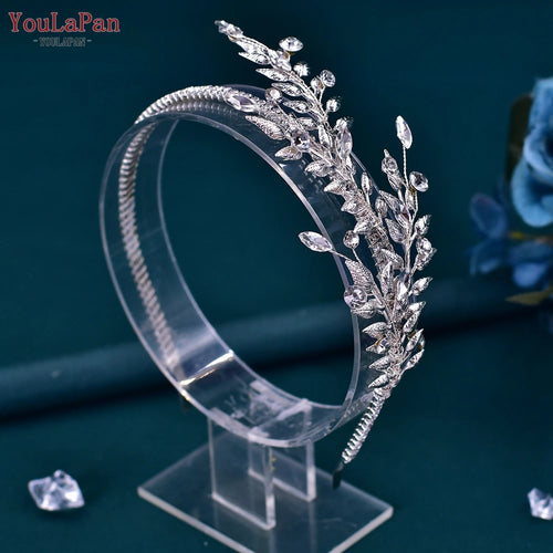 YouLaPan Crystal Headdress for Women Bridal Headband Wedding Tiara