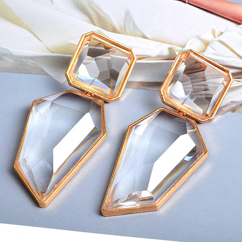 Premium Clear Pure Resin Statement Drop Earrings