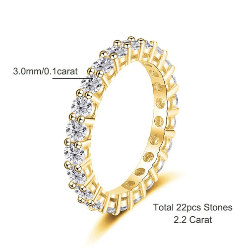 2.2 CT Moissanite Eternity Rings for Women Men 925 Sterling Silver