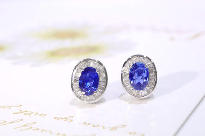 SFL2023 Sapphire Earrings Stud 18 K Gold Jewelry 100% Natural 1.39ct