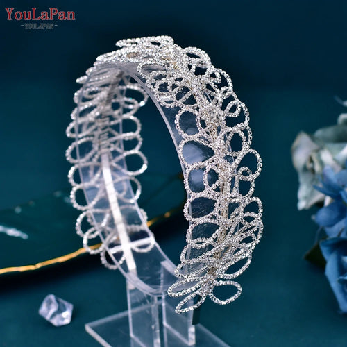 YouLaPan Crystal Headdress for Women Bridal Headband Wedding Tiara