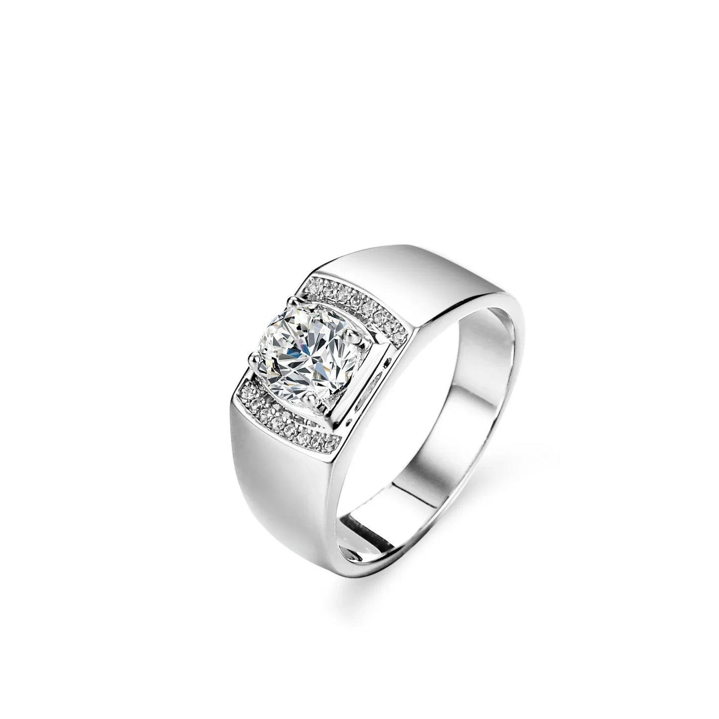 Luxury Finished PT950 Platinum Moissanite Diamond Rings for Men