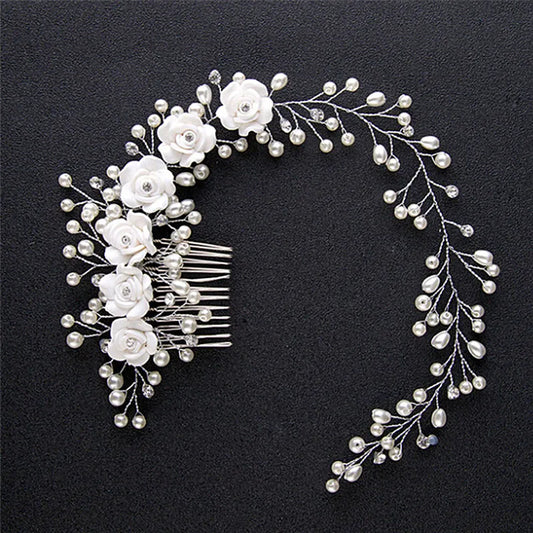 Luxury Wedding Hair Jewelry For Bridal Pearl Hair Comb Hand Made Hair