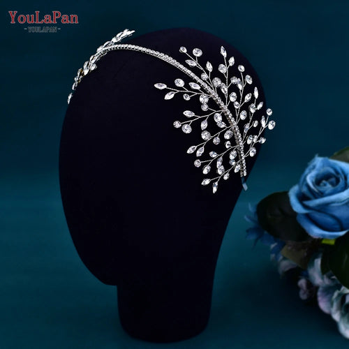 YouLaPan Crystal Headdress for Women Bridal Headband Wedding Tiara