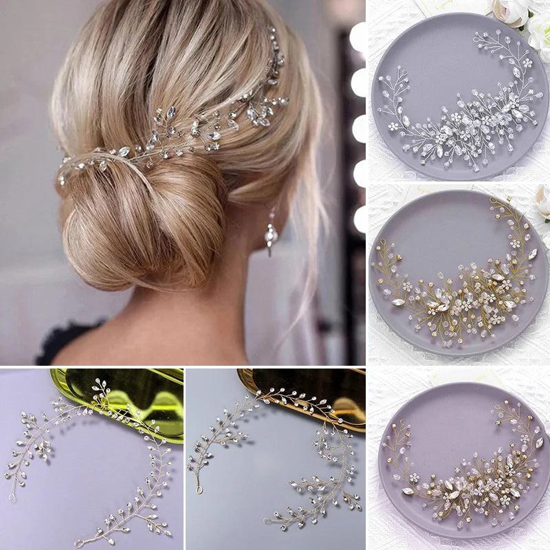 Wedding Crystal Pearl Bridal Tiaras Hair Comb Headwear Bride