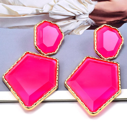 Premium Clear Pure Resin Statement Drop Earrings