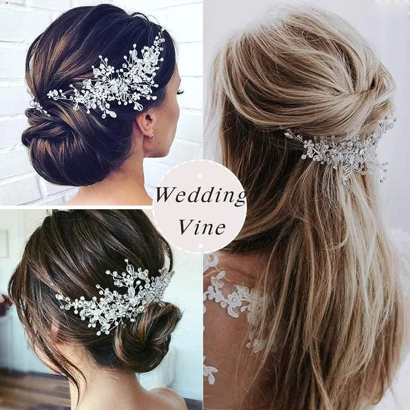 Wedding Crystal Pearl Bridal Tiaras Hair Comb Headwear Bride