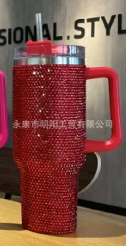 40oz Diamond Mug Tumbler With Handle Insulated Tumbler With Lids Straw