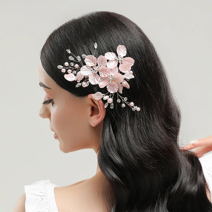 Crystal Pearl Flower Hair Clips Elegant Headwear For Women Precious