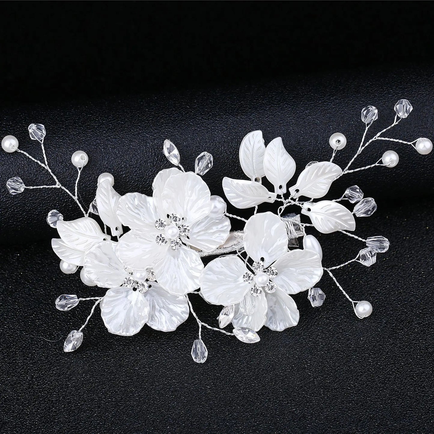 Crystal Pearl Flower Hair Clips Elegant Headwear For Women Precious