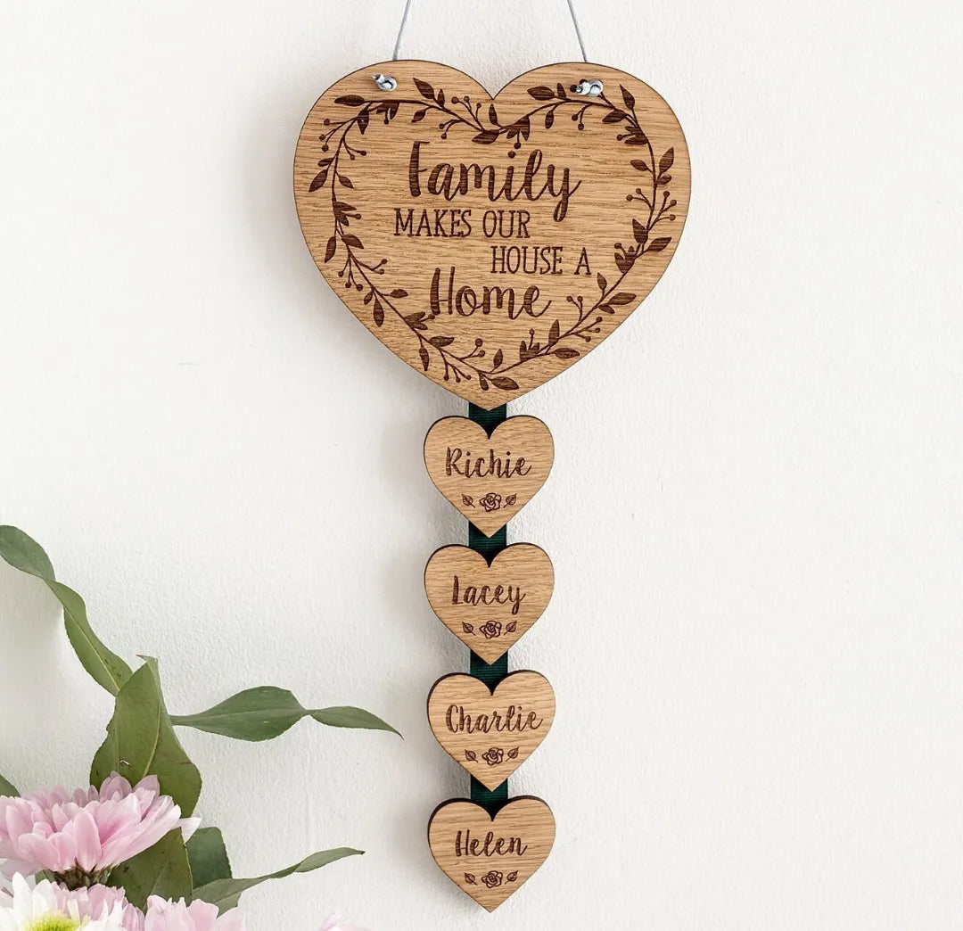 Personalized Family Home Sign with Rustic Name Tags, Ideal Christmas Gift