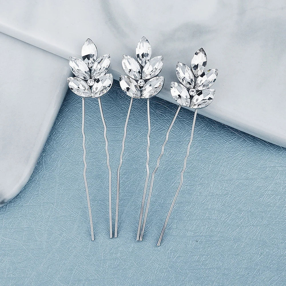 Bridal Wedding Hair Accessories Set with Crystal Hair Comb Clip