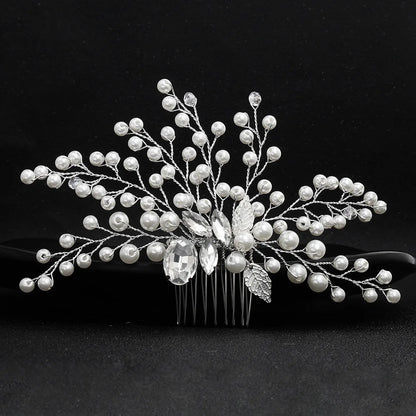 Trendy Tiara Wedding Hair Comb Flower Bridal Hairpins Pearl Rhinestone