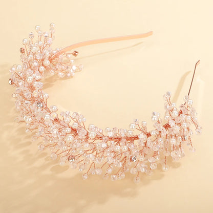 Luxury Pearl Crystal Bridal Crown Headpieces Handmade Party Wedding