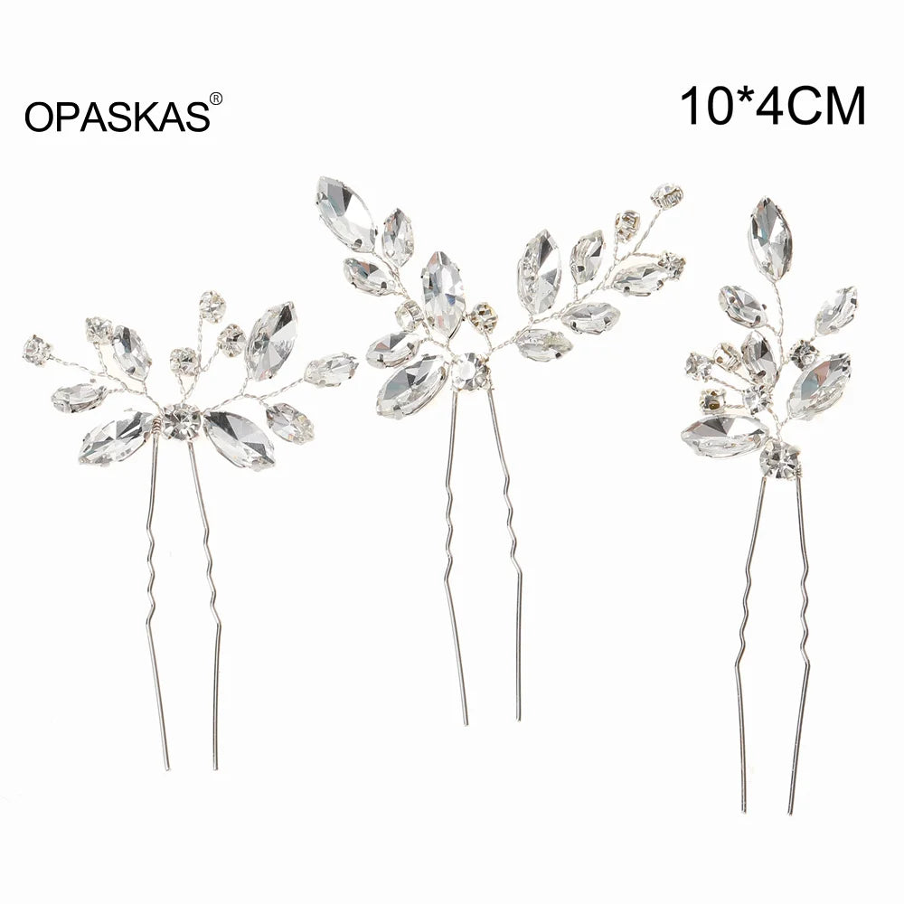 Trendy Crystal U-Shaped Alloy Bride Hairpins for Wedding Hairstyles