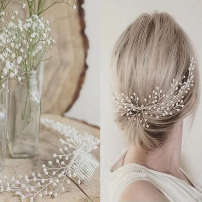 Wedding Crystal Pearl Bridal Tiaras Hair Comb Headwear Bride