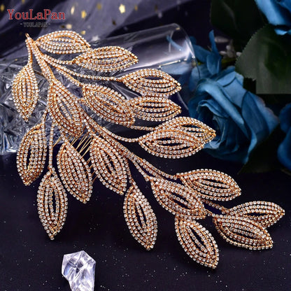 YouLaPan HP254 Alloy Flower Bridal Hair Clips Rhinestone Side Hairpin