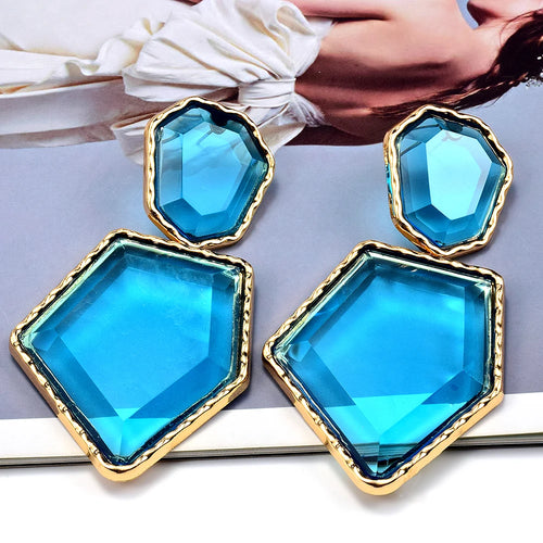 Premium Clear Pure Resin Statement Drop Earrings