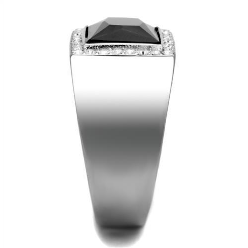 Stainless Steel Men's Ring with Synthetic Onyx, Model TK1810