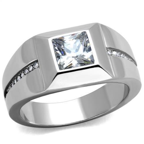 Men Stainless Steel Cubic Zirconia Rings