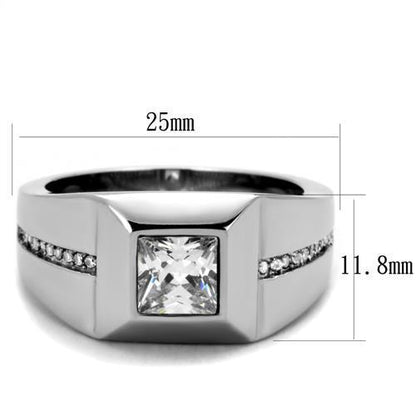 Men Stainless Steel Cubic Zirconia Rings