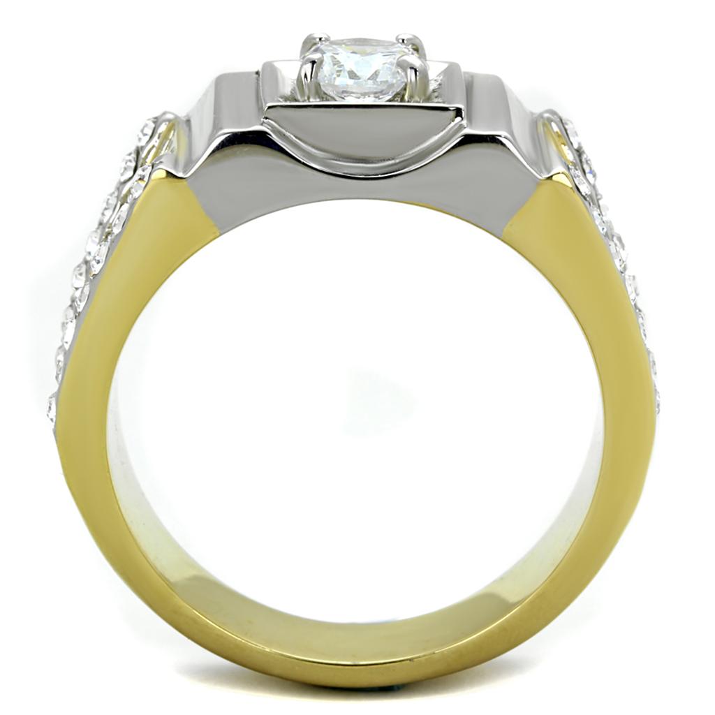 Stainless Steel Rings for Men Embedded with Cubic Zirconia