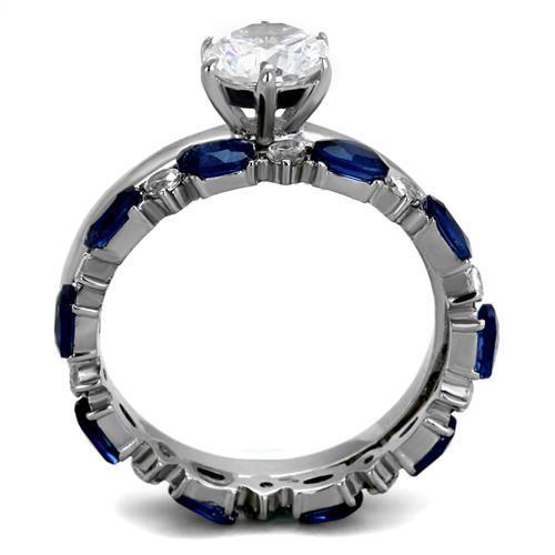 TK2175 - Stainless Steel Ring with a High Polished Finish and AAA Grade Cubic Zirconia, Unplated