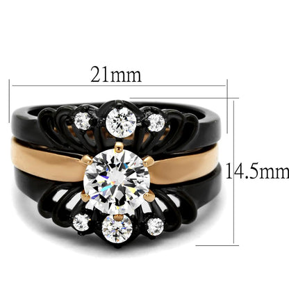 Men's Stainless Steel Ring with Rose Gold and IP Black Ion Plating