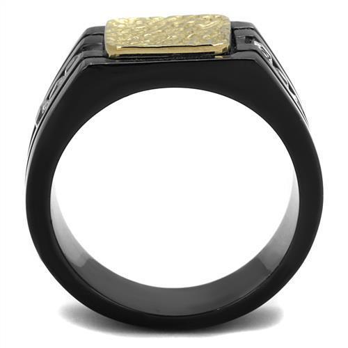 Men's Stainless Steel Two-Tone Gold Ring with Clear Cubic Zirconia