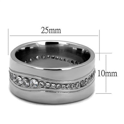 Men's Stainless Steel Clear Cubic Zirconia Ring, High-Polished Finish