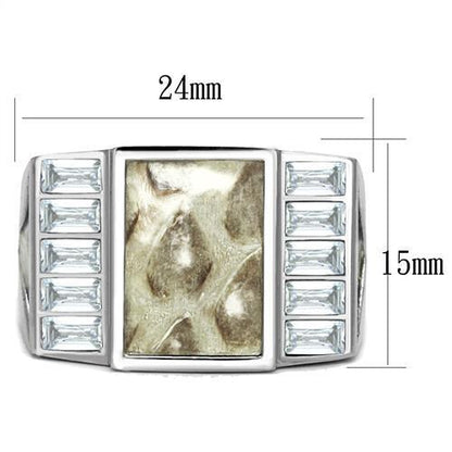 Classic Men's Stainless Steel Ring with Clear Cubic Zirconia Accent