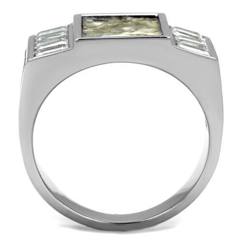 Classic Men's Stainless Steel Ring with Clear Cubic Zirconia Accent