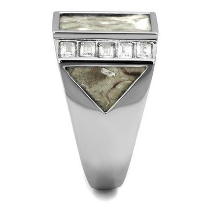 Classic Men's Stainless Steel Ring with Clear Cubic Zirconia Accent