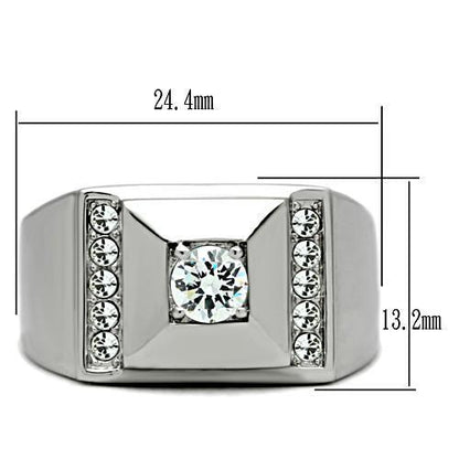 Stainless Steel Men's Ring with Cubic Zirconia, Model TK317