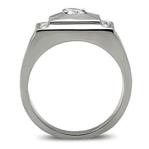 Stainless Steel Men's Ring with Cubic Zirconia, Model TK317