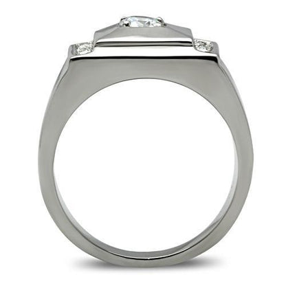 Stainless Steel Men's Ring with Cubic Zirconia, Model TK317