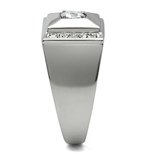 Stainless Steel Men's Ring with Cubic Zirconia, Model TK317