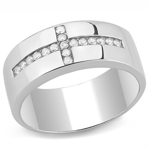 Men's Stainless Steel Rings with Cubic Zirconia, Model TK3225