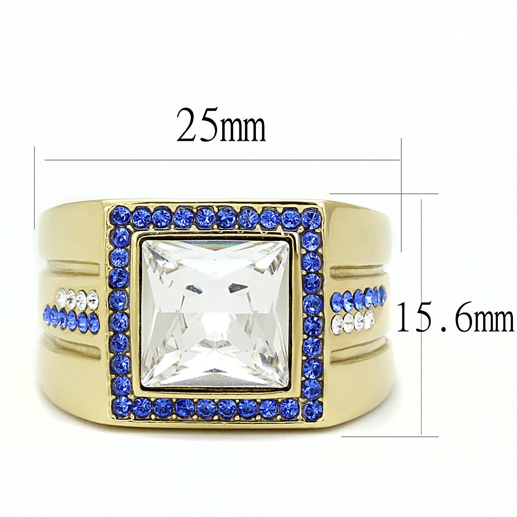 Men Stainless Steel Synthetic Crystal Rings TK3269