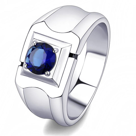 Stainless Steel Men's Rings with Synthetic Glass, Model TK3459