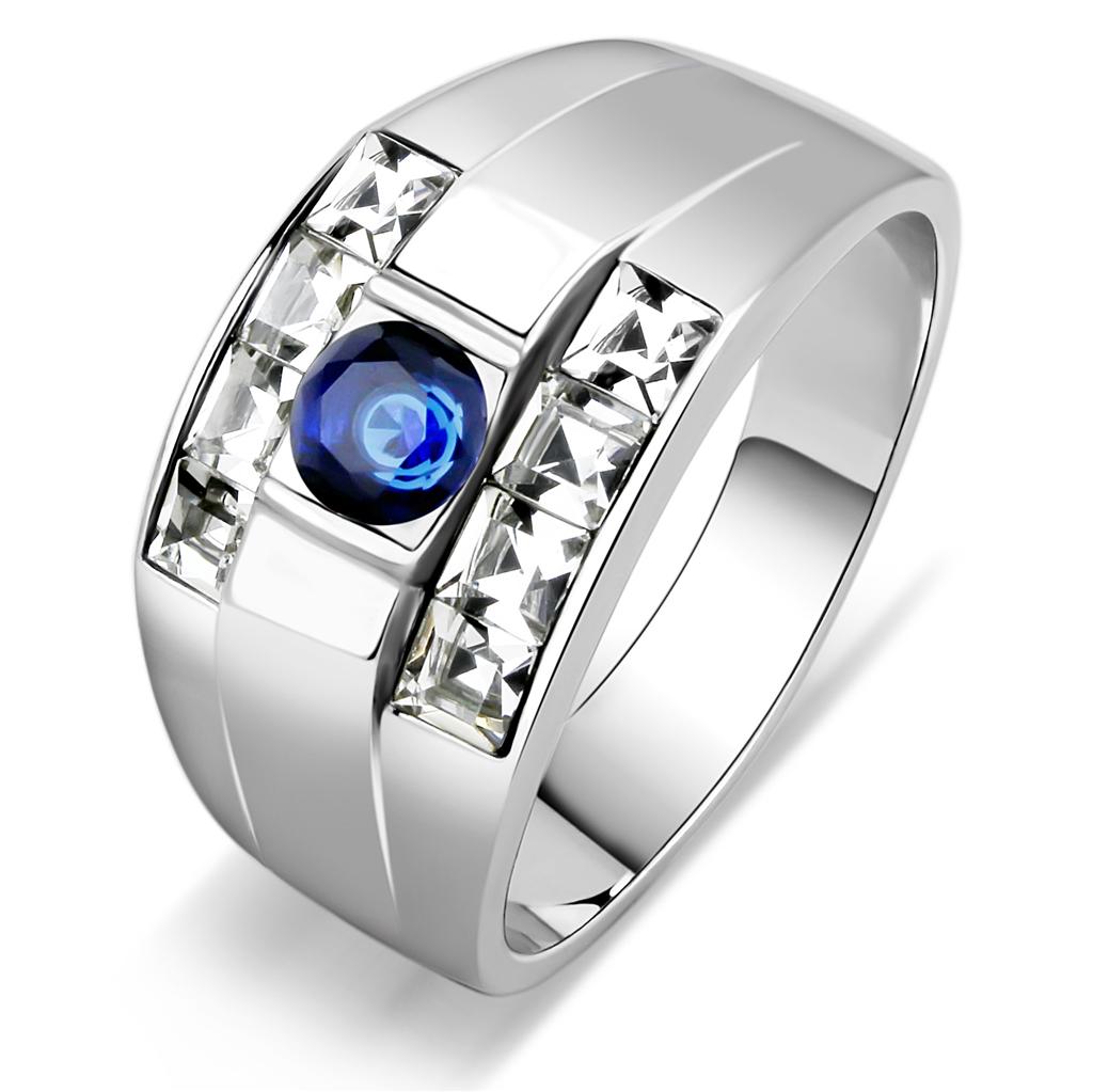 Men Stainless Steel Synthetic Glass Rings TK3463