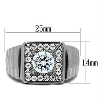 Men's Stainless Steel Cubic Zirconia Ring, Model TK347