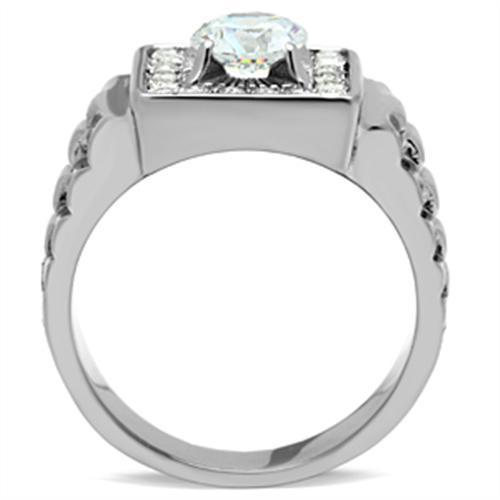 Men's Stainless Steel Cubic Zirconia Ring, Model TK347