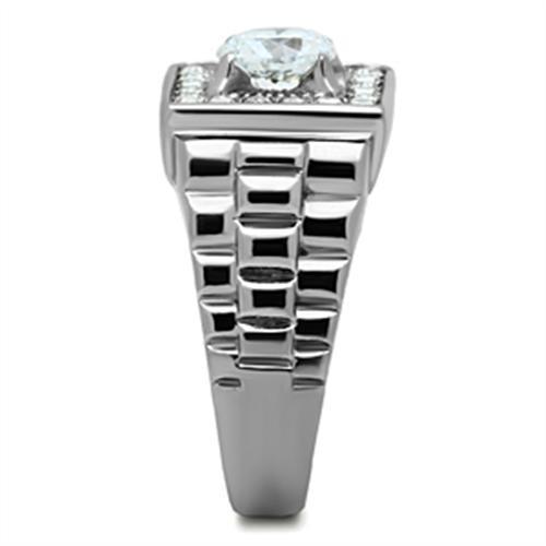 Men's Stainless Steel Cubic Zirconia Ring, Model TK347